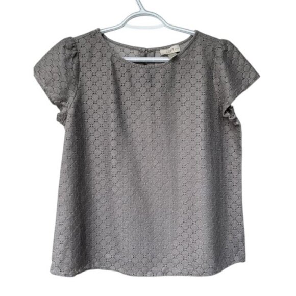 Loft by Ann Taylor silver coated cotton top size MP - Picture 1 of 5